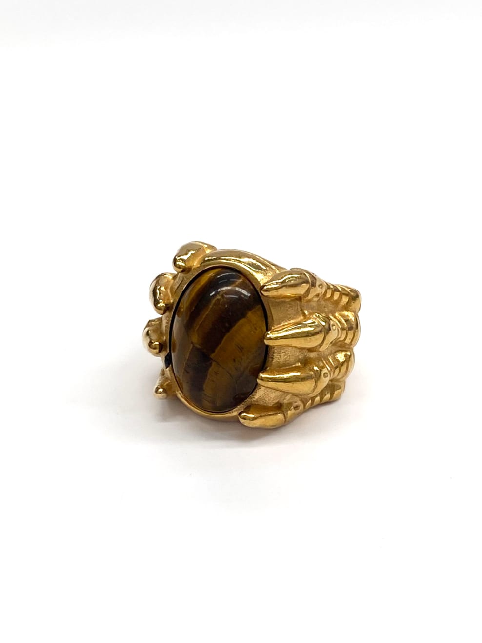 Anillo Piedra Redonda Dorado y Plateado M2 Acero Inoxidable