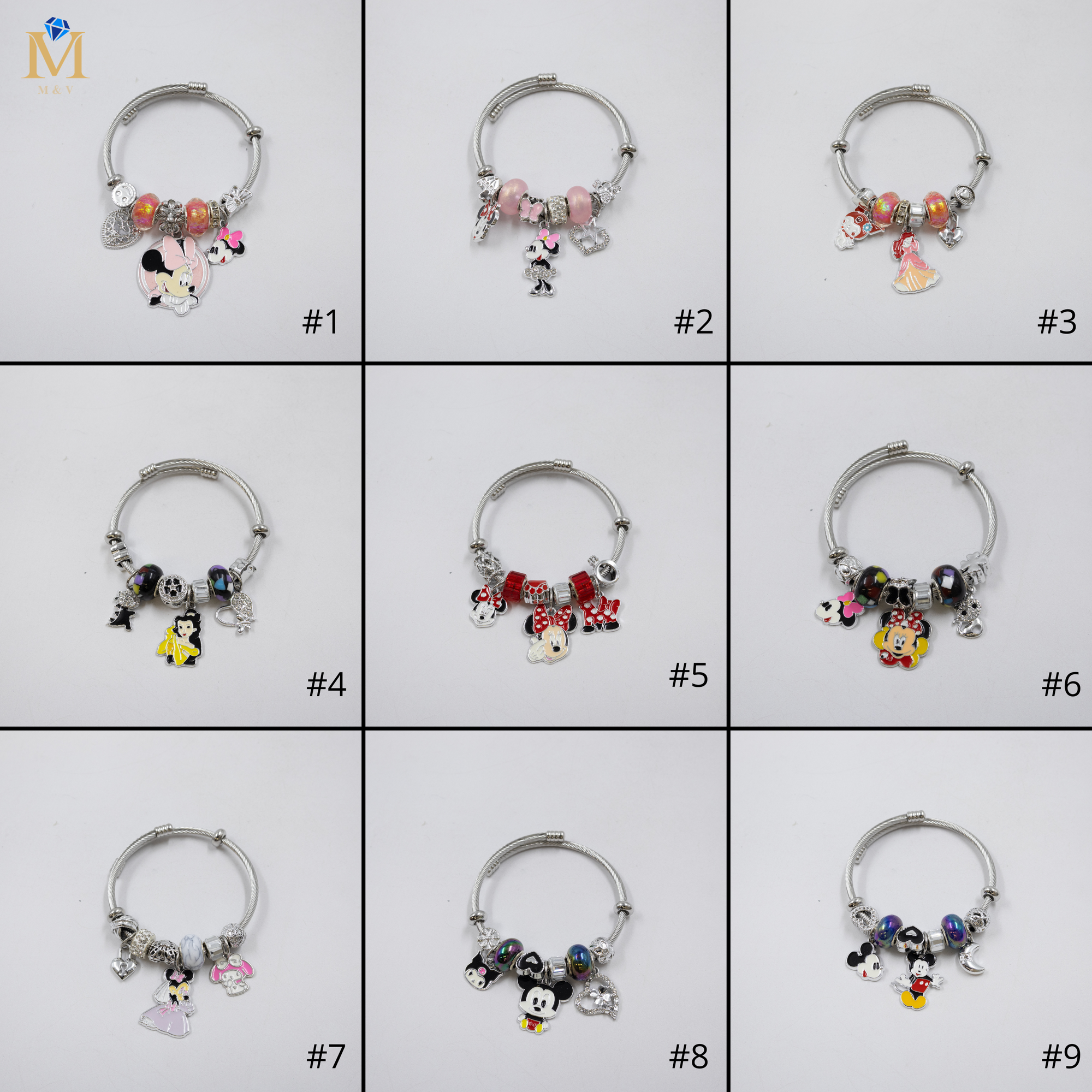 Pulsera tipo Pandora Plateados M8 Oro Laminado