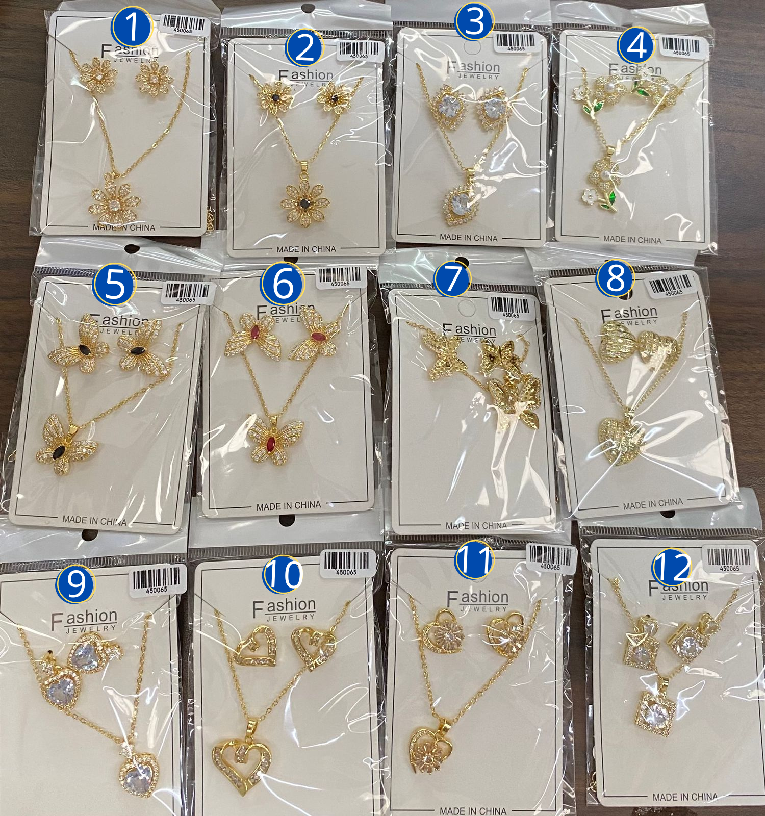 Conjuntos Dorados con piedras M1 Oro Laminado
