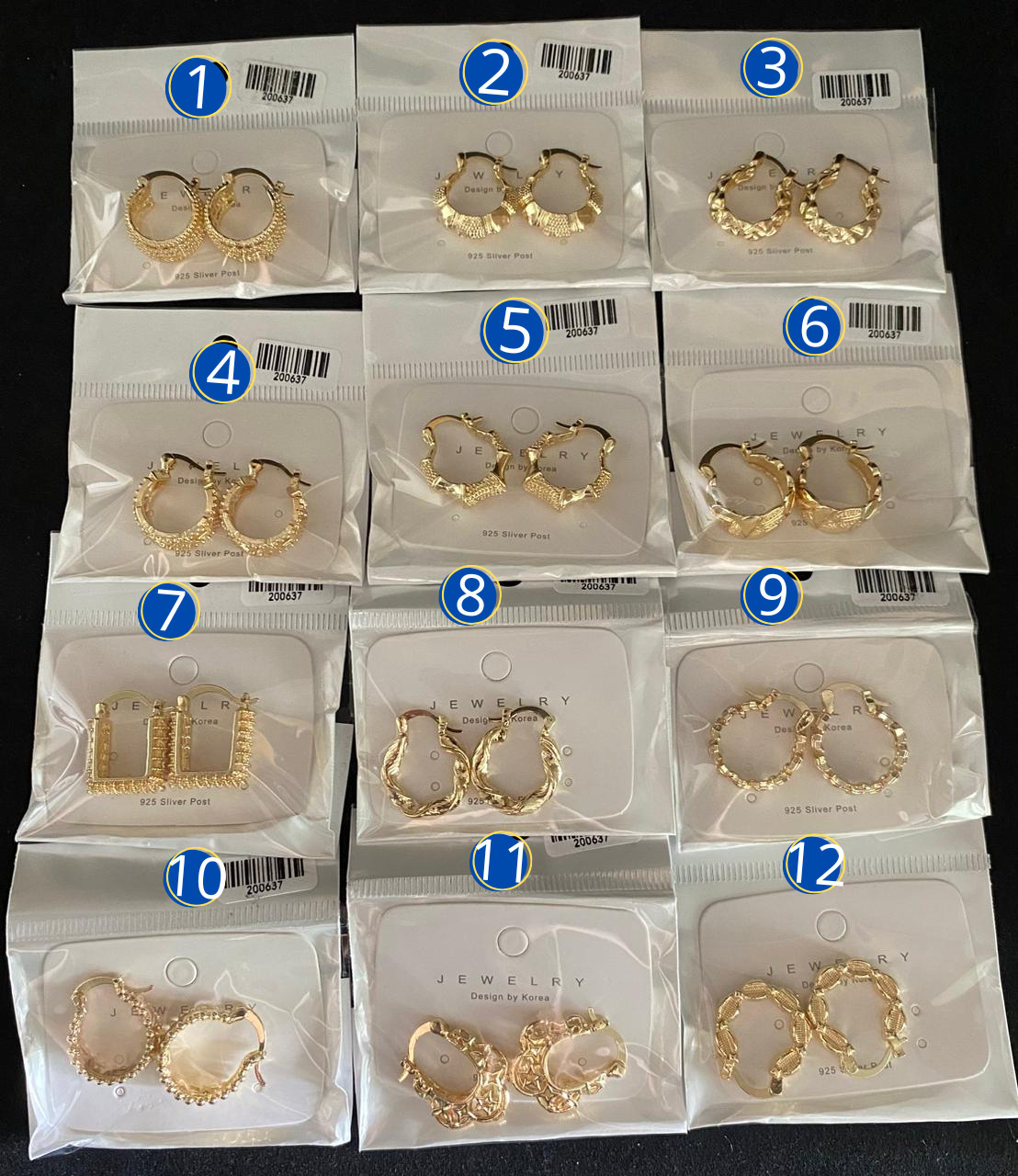 Aretes Dorados diferentes Diseños M1 Oro Laminado