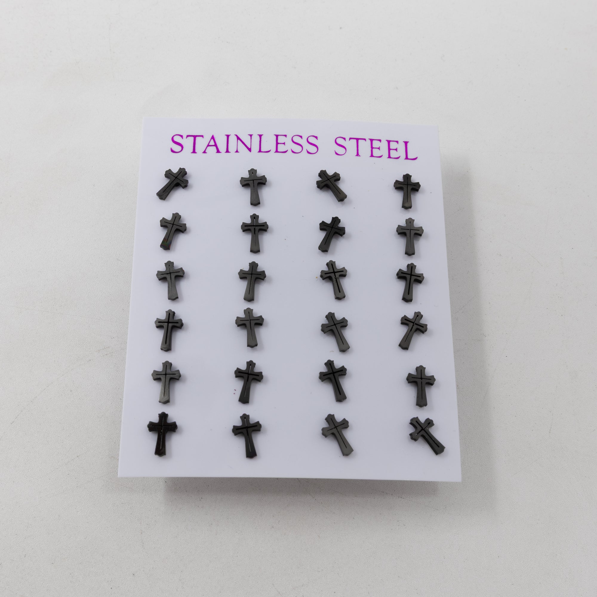 Paquete de 12 Pares de Aretes color Negro M2 Acero Inoxidable