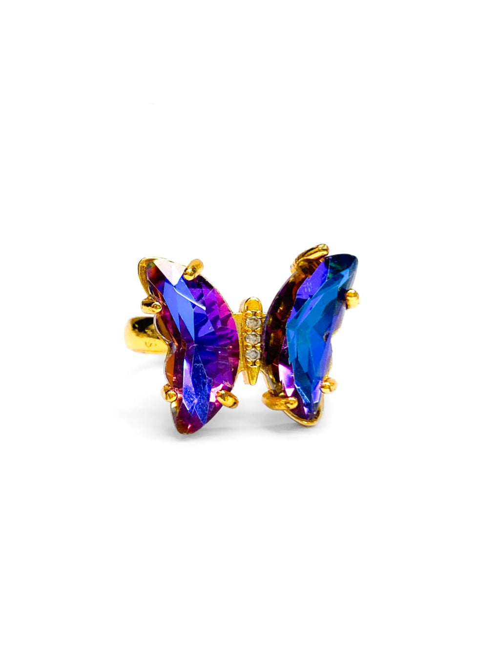 Anillo Mariposa Colores Ajustable M1 Oro Laminado