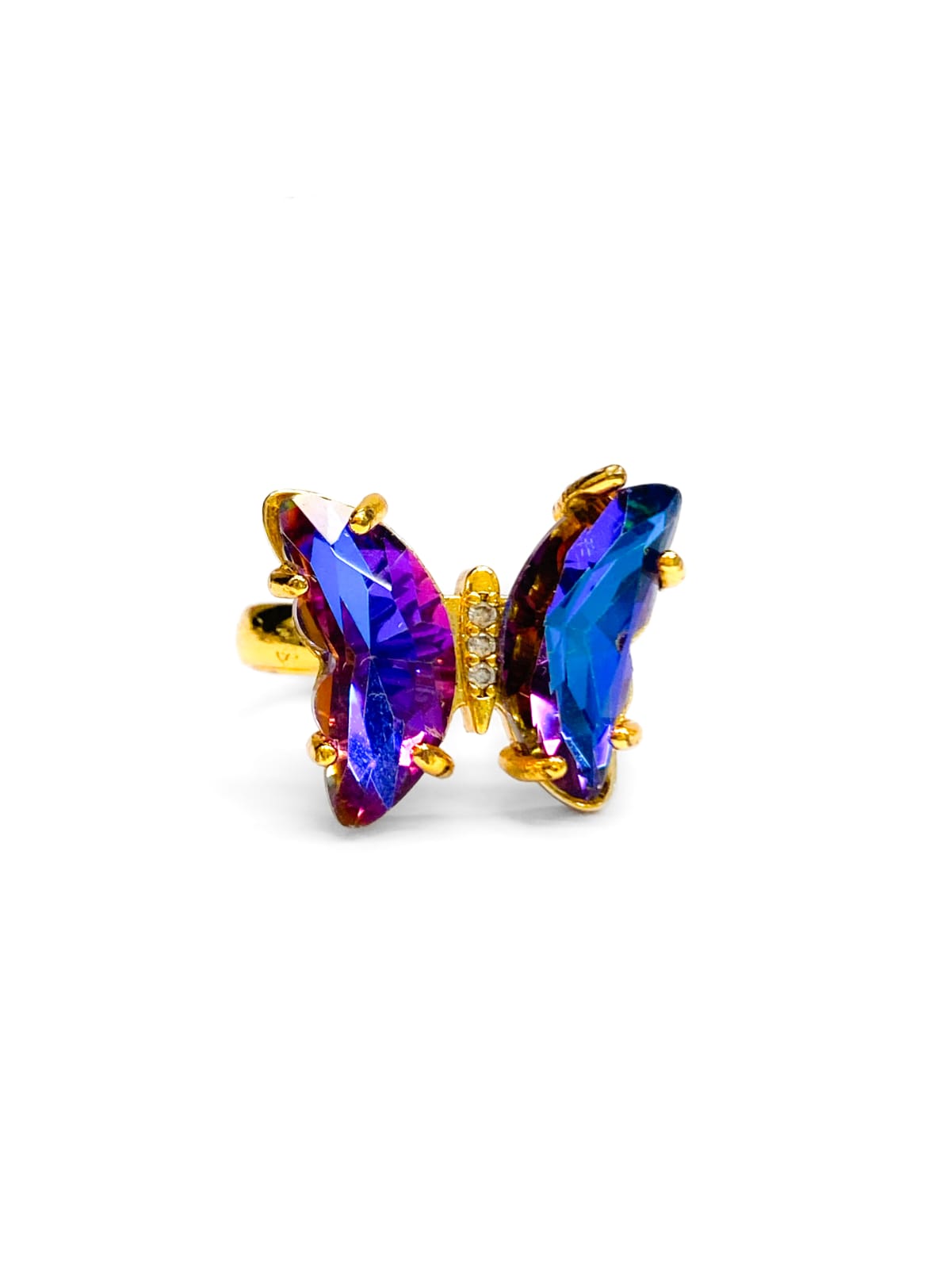 Anillo Mariposa Colores Ajustable M1 Oro Laminado