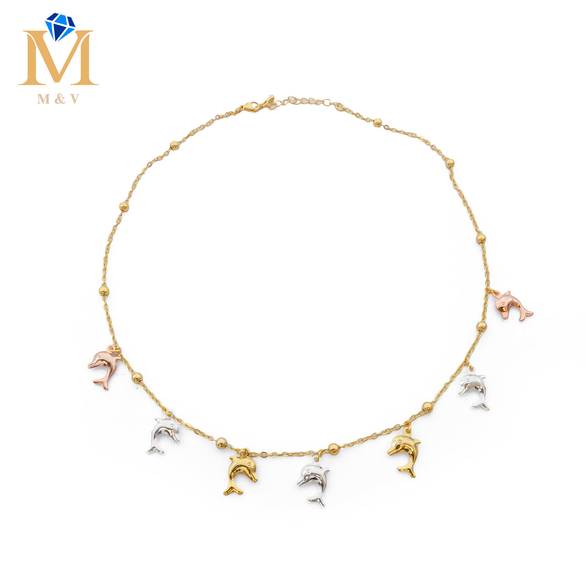 Collares Dorados con dijes de tres colores M1 Oro Laminado