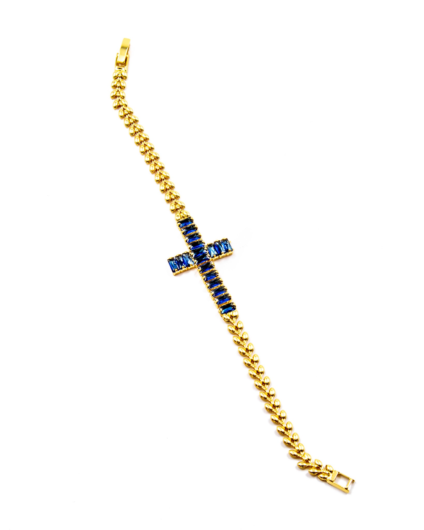 Pulsera de piedras con forma de cruz M2 Oro Laminado