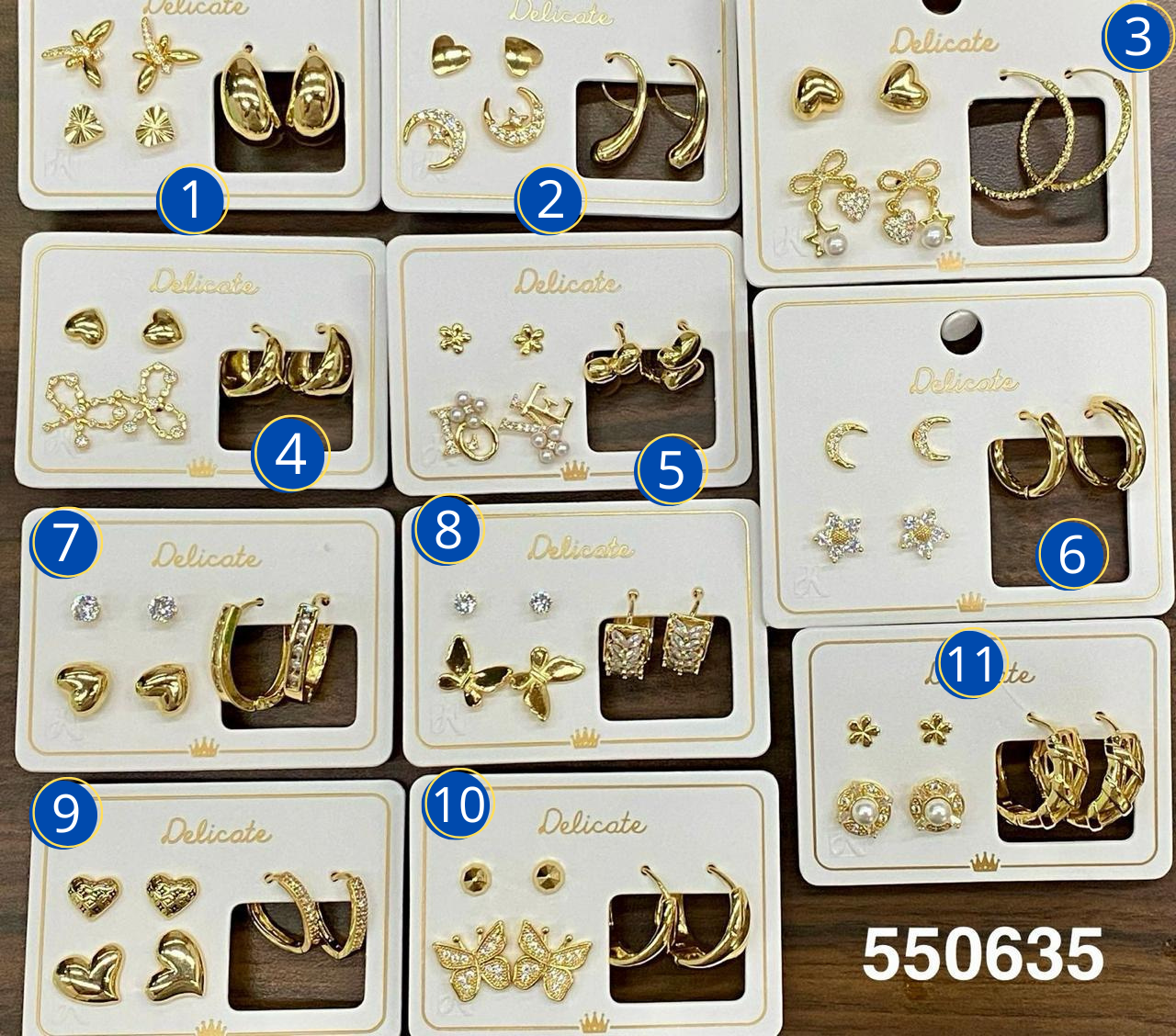 Paquetes de 3 Aretes Dorados M3 Oro Laminado