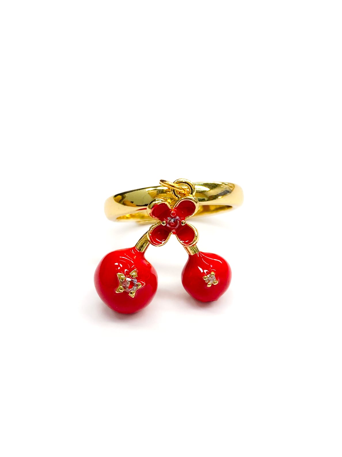 Anillo Cerezas Ajustable M2 Oro Laminado