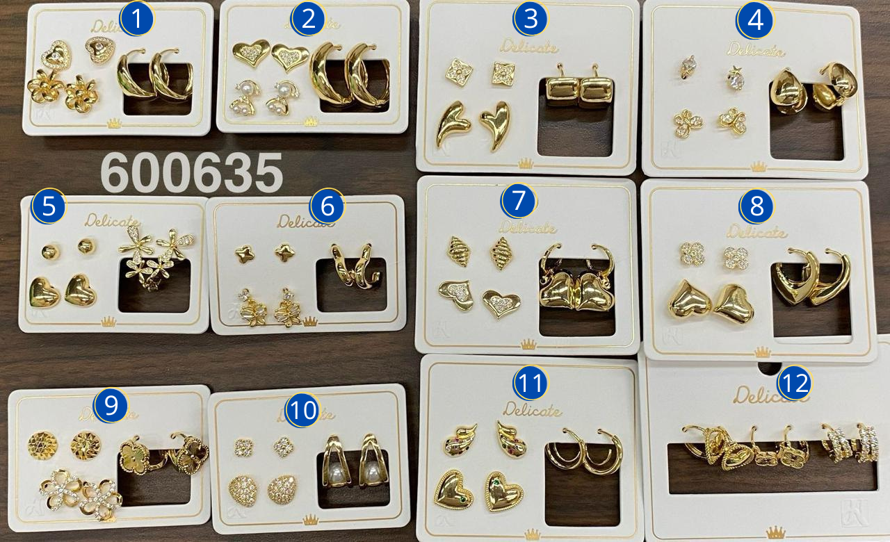 Paquetes de 3 Aretes Dorados M1 Oro Laminado