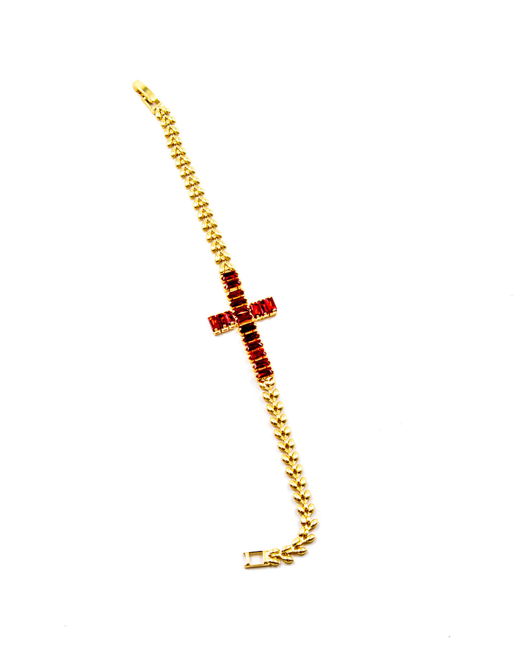 Pulsera de piedras con forma de cruz M2 Oro Laminado
