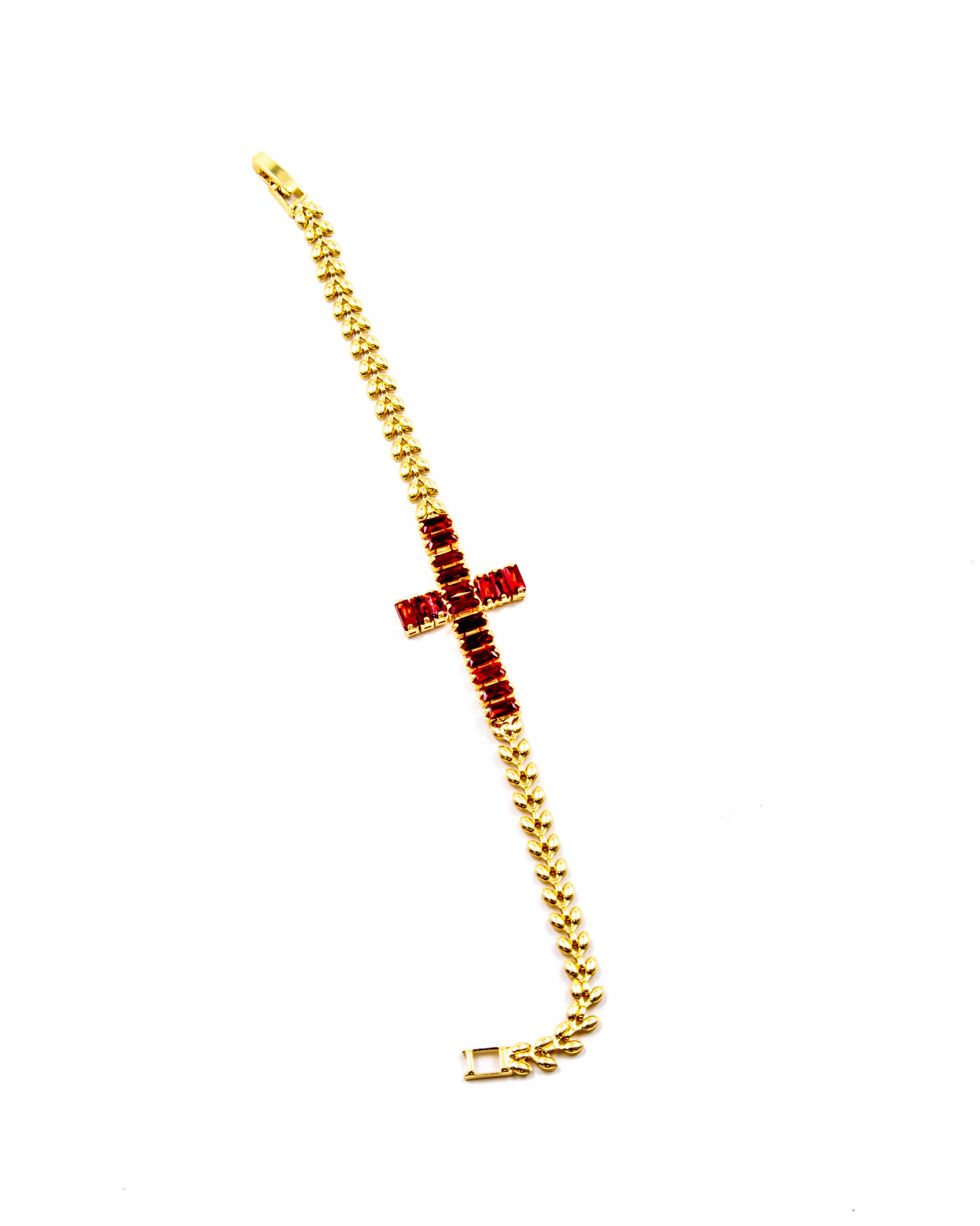 Pulsera de piedras con forma de cruz M2 Oro Laminado