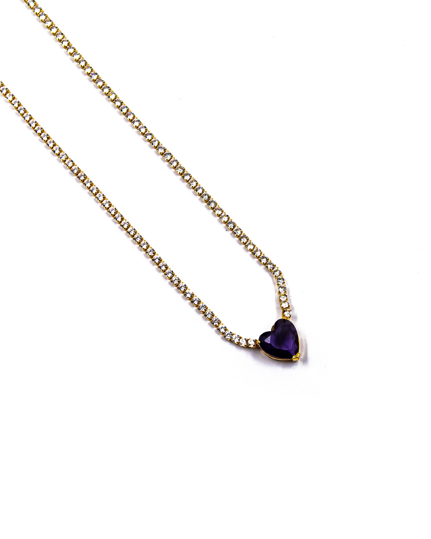 Collar con dije corazon de colores Oro Laminado