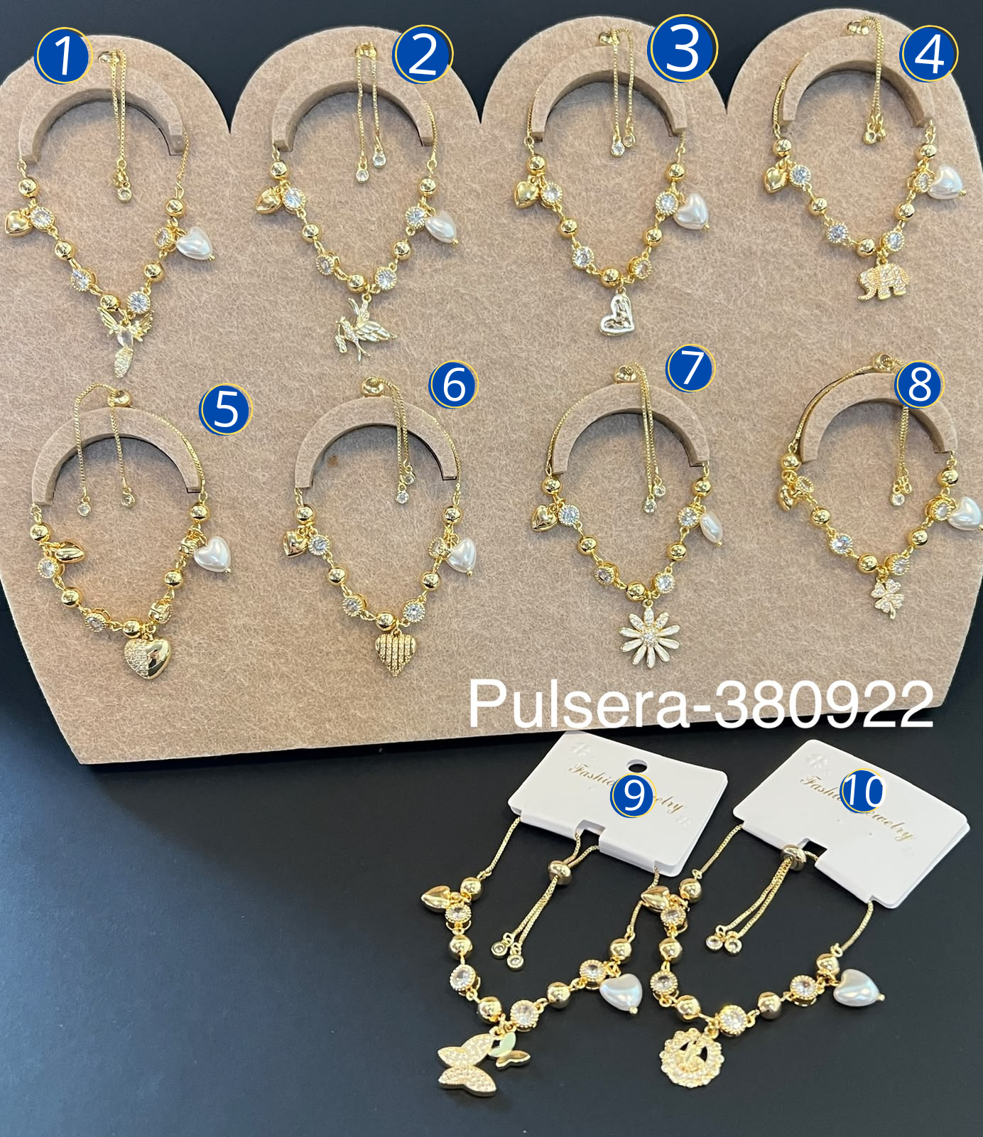 [13/AGOSTO/26] Pulseras Doradas con Dije Ajustable M7 Oro Laminado