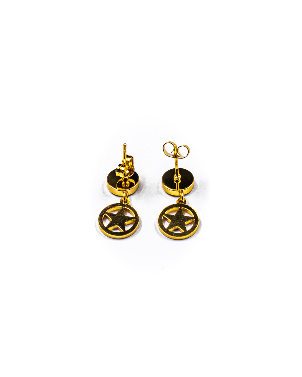 Aretes Dorados, Plateados y Negros con dije colgante - M2 Acero Inoxidable