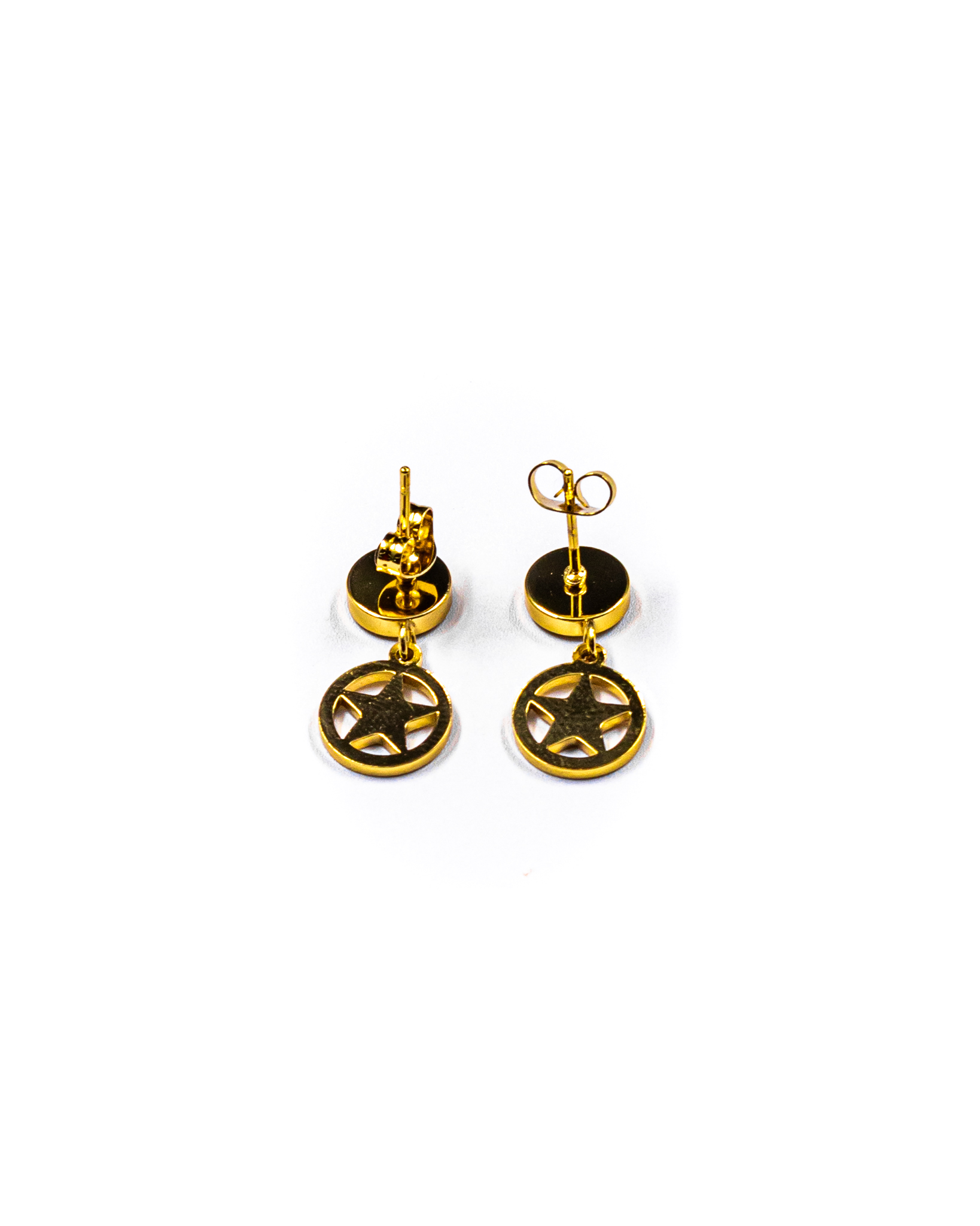 Aretes Dorados, Plateados y Negros con dije colgante - M2 Acero Inoxidable