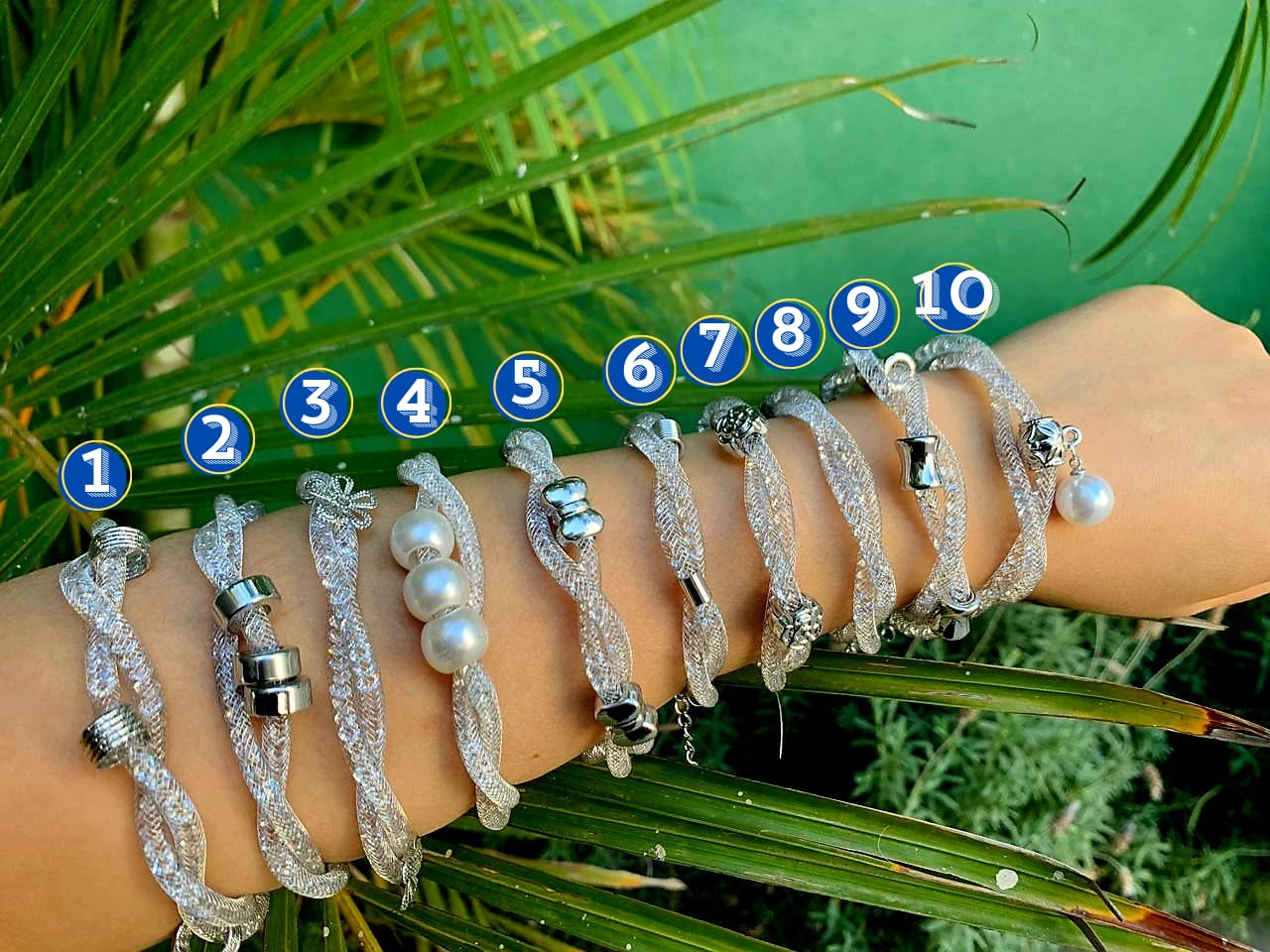 Pulsera Malla Plateada M12 Oro Laminado