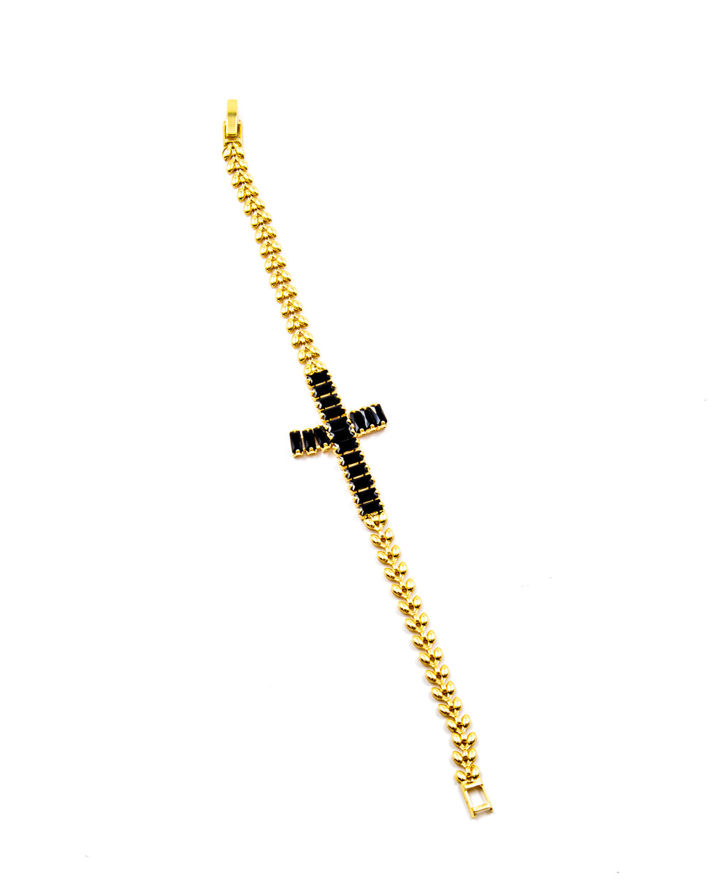 Pulsera de piedras con forma de cruz M2 Oro Laminado