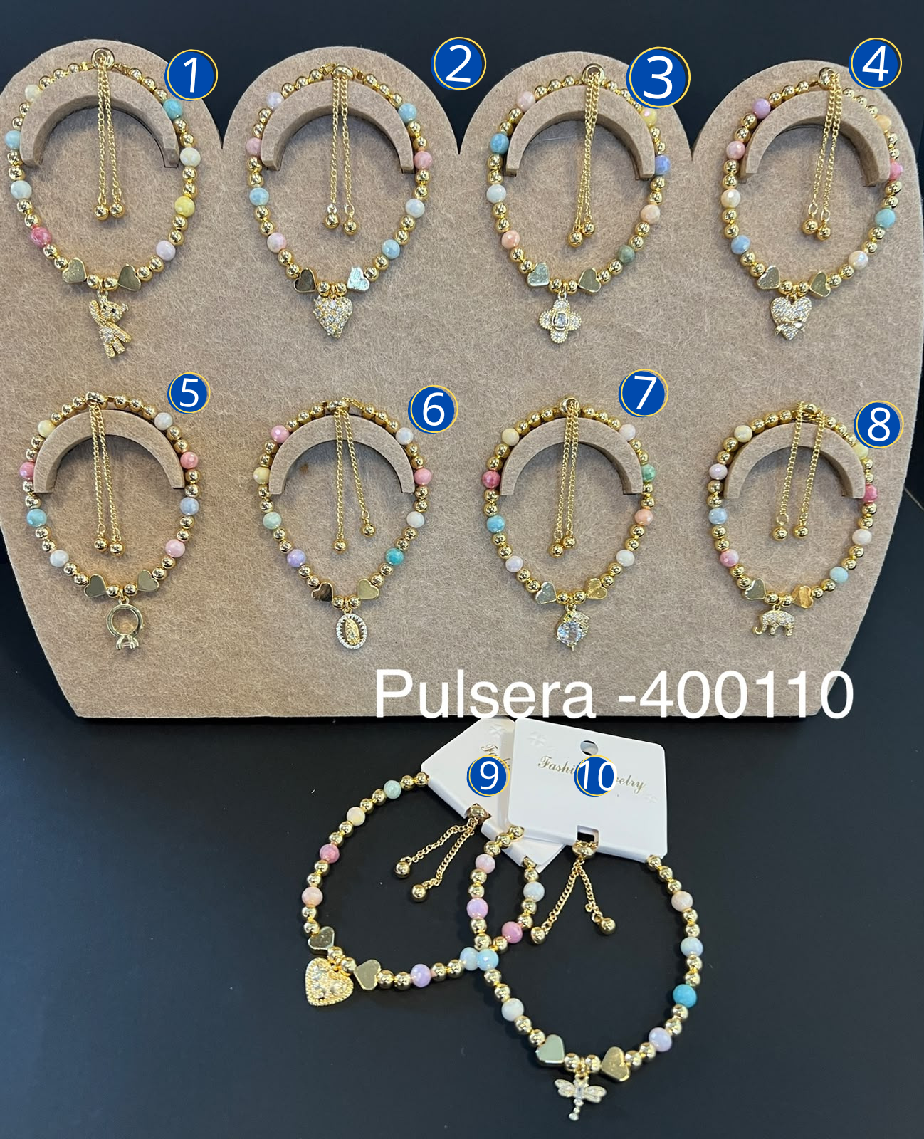 [13/AGOSTO/26] Pulseras Doradas con Dije Ajustable M3 Oro Laminado