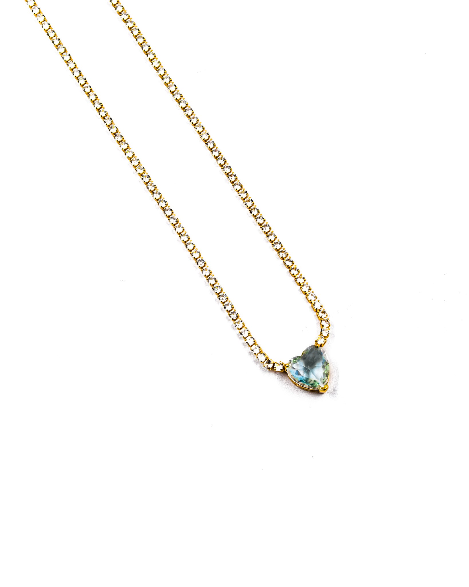 Collar con dije corazon de colores Oro Laminado