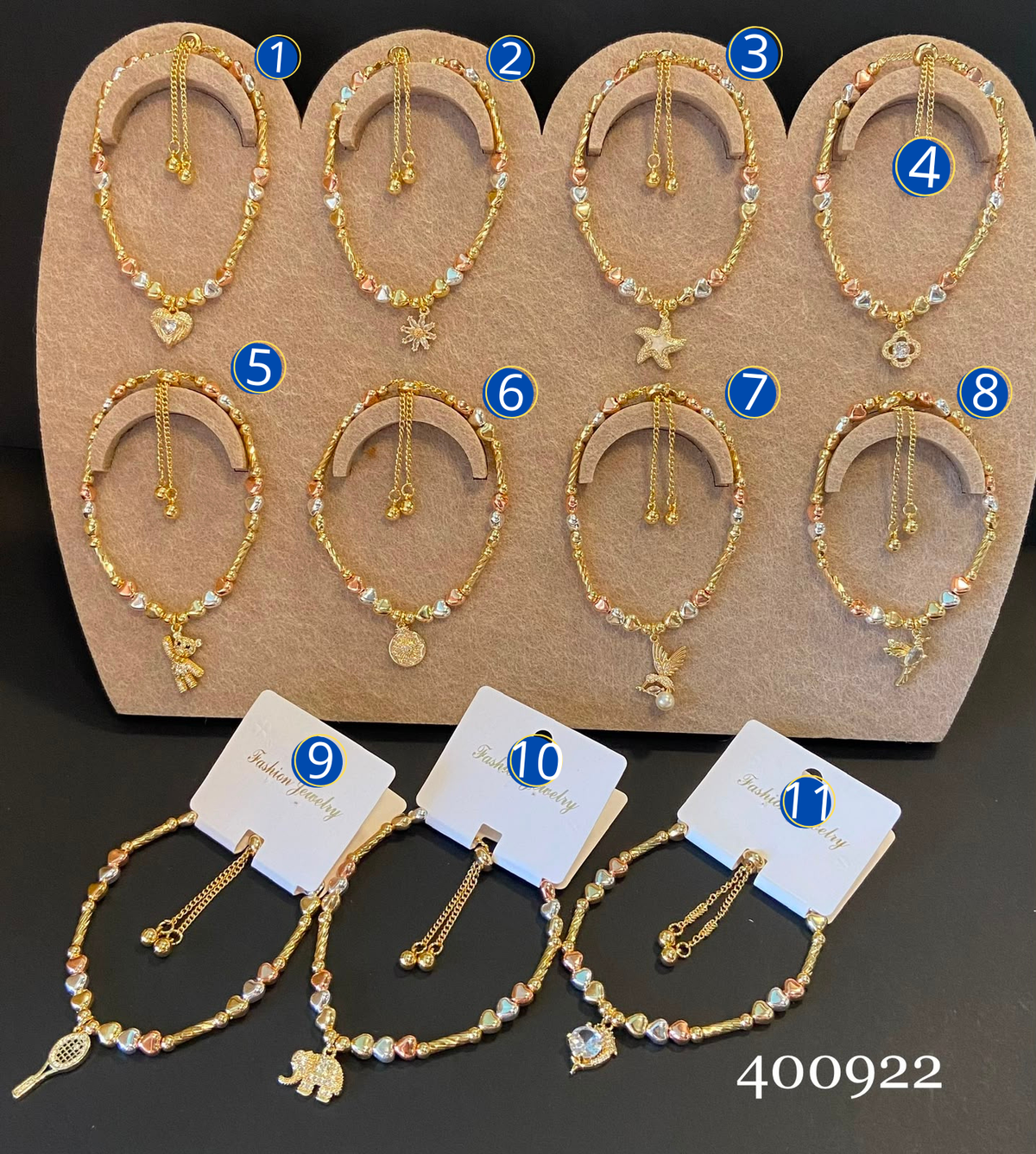 [12/SEPTIEMBRE/26] Pulseras Dorada con Dije M8 Oro Laminado
