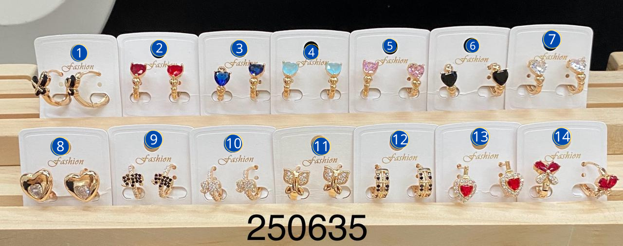 Aretes Dorados diferentes formas M8 Oro Laminado