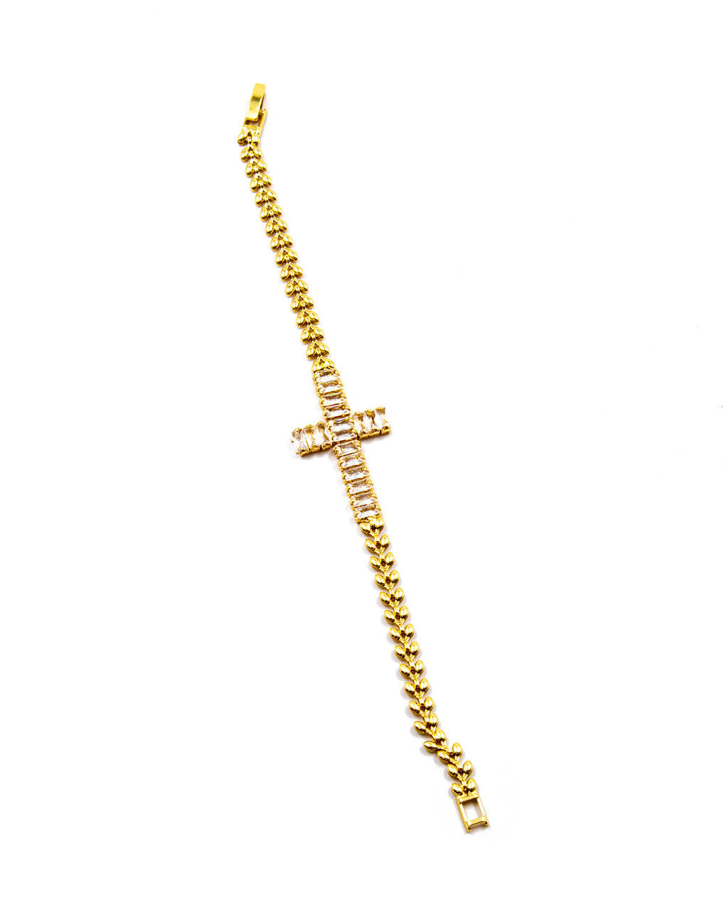 Pulsera de piedras con forma de cruz M2 Oro Laminado