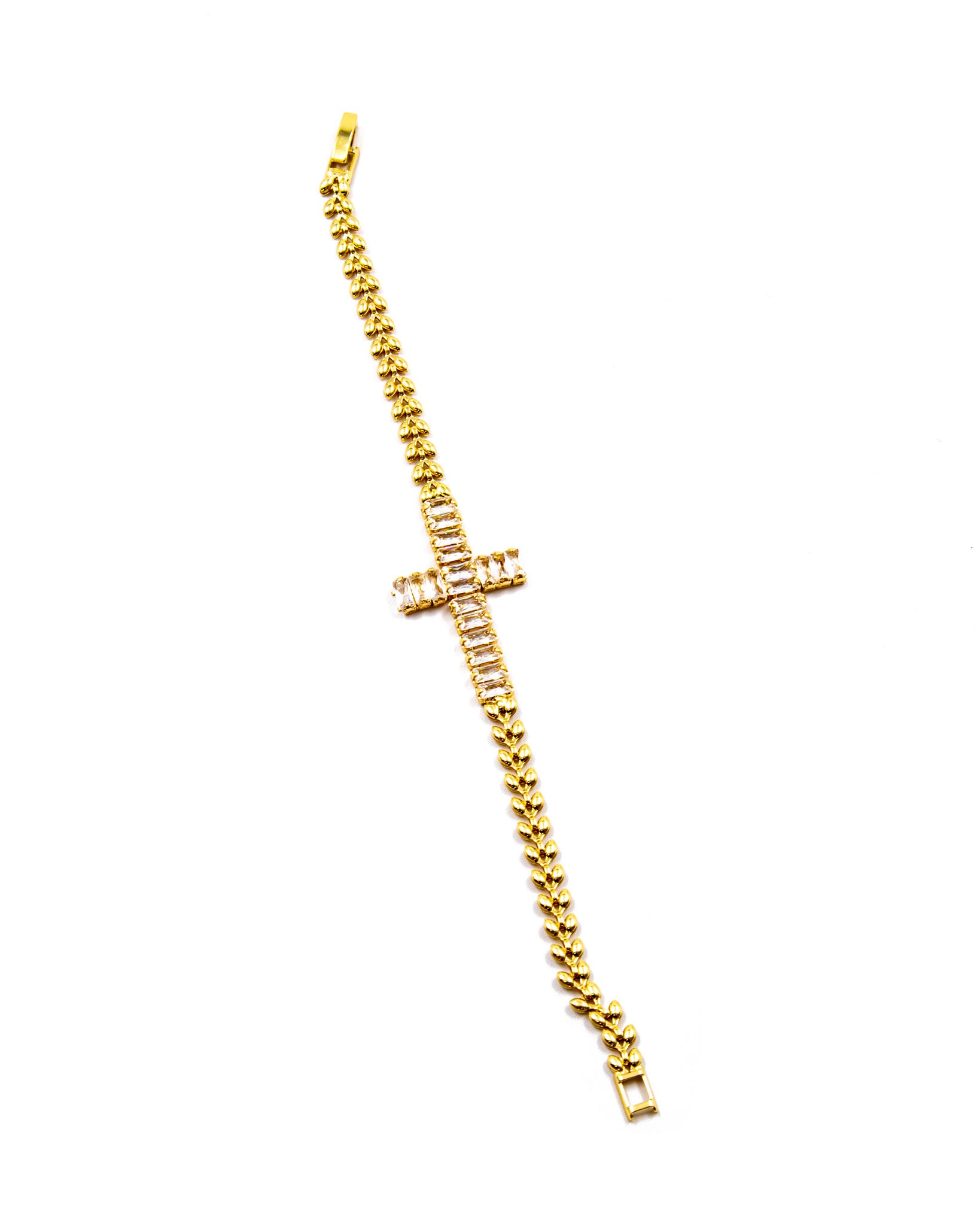 Pulsera de piedras con forma de cruz M2 Oro Laminado