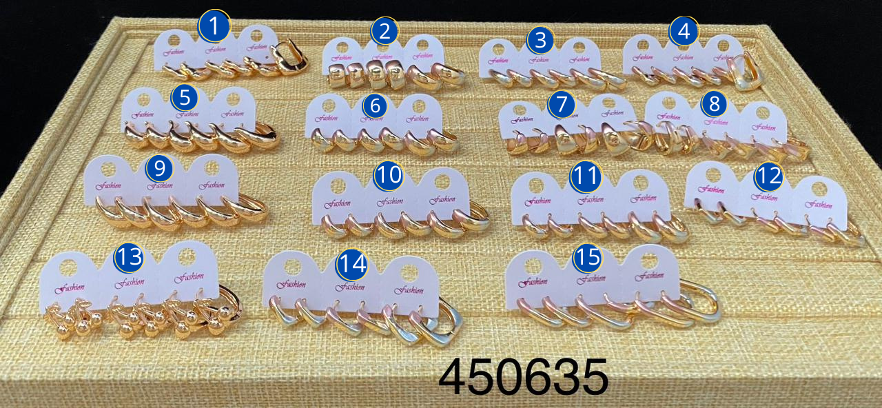 Aretes dorados Paquete de 3 M3 - Oro Laminado