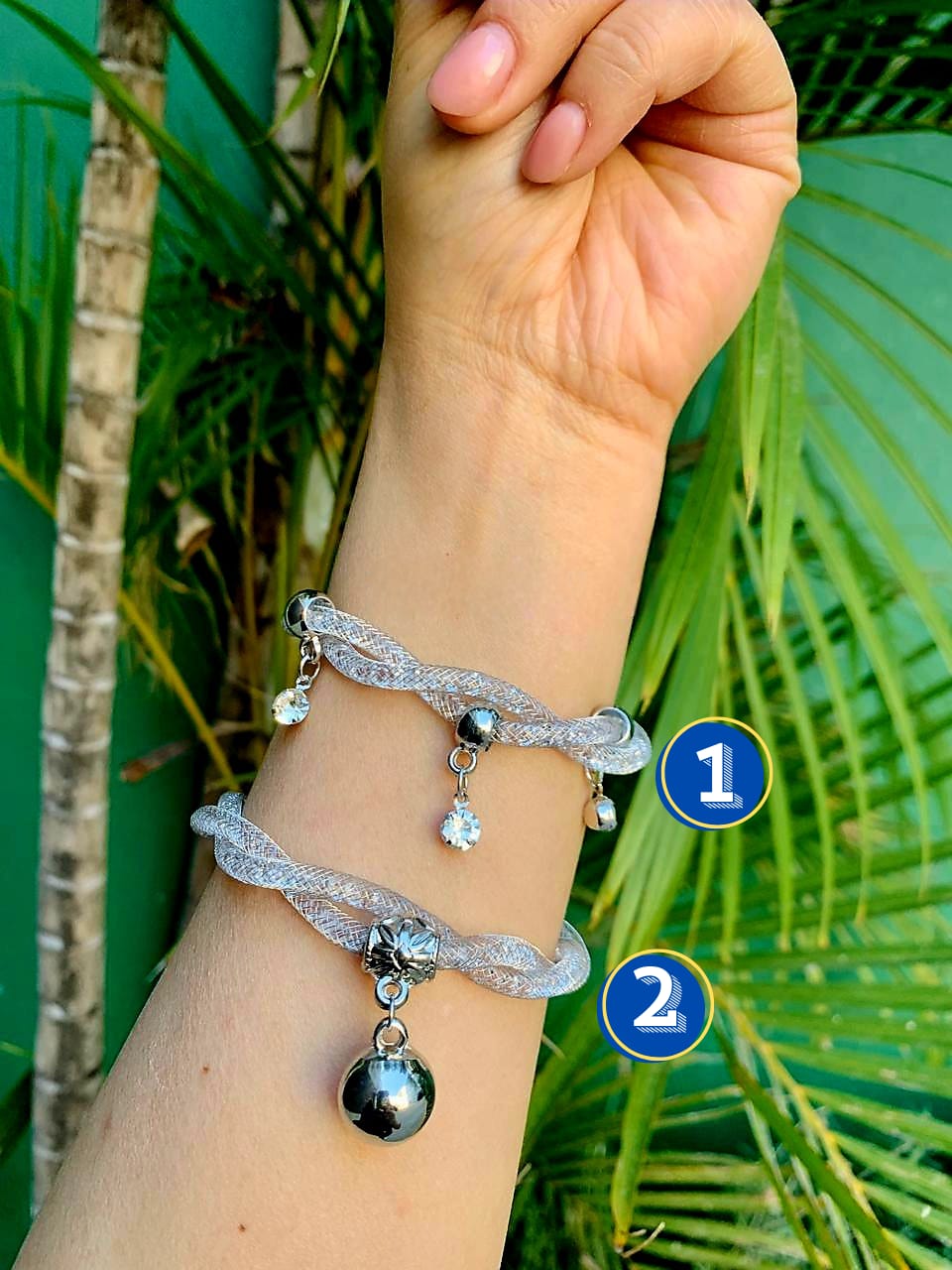 Pulsera Malla Plateada M13 Oro Laminado