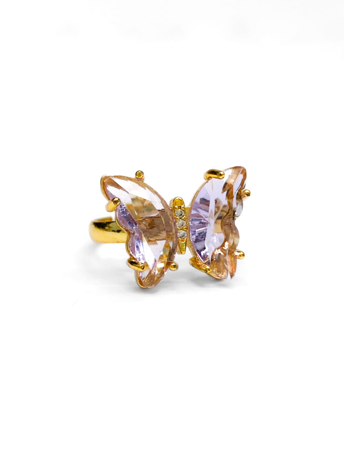 Anillo Mariposa Colores Ajustable M2 Oro Laminado