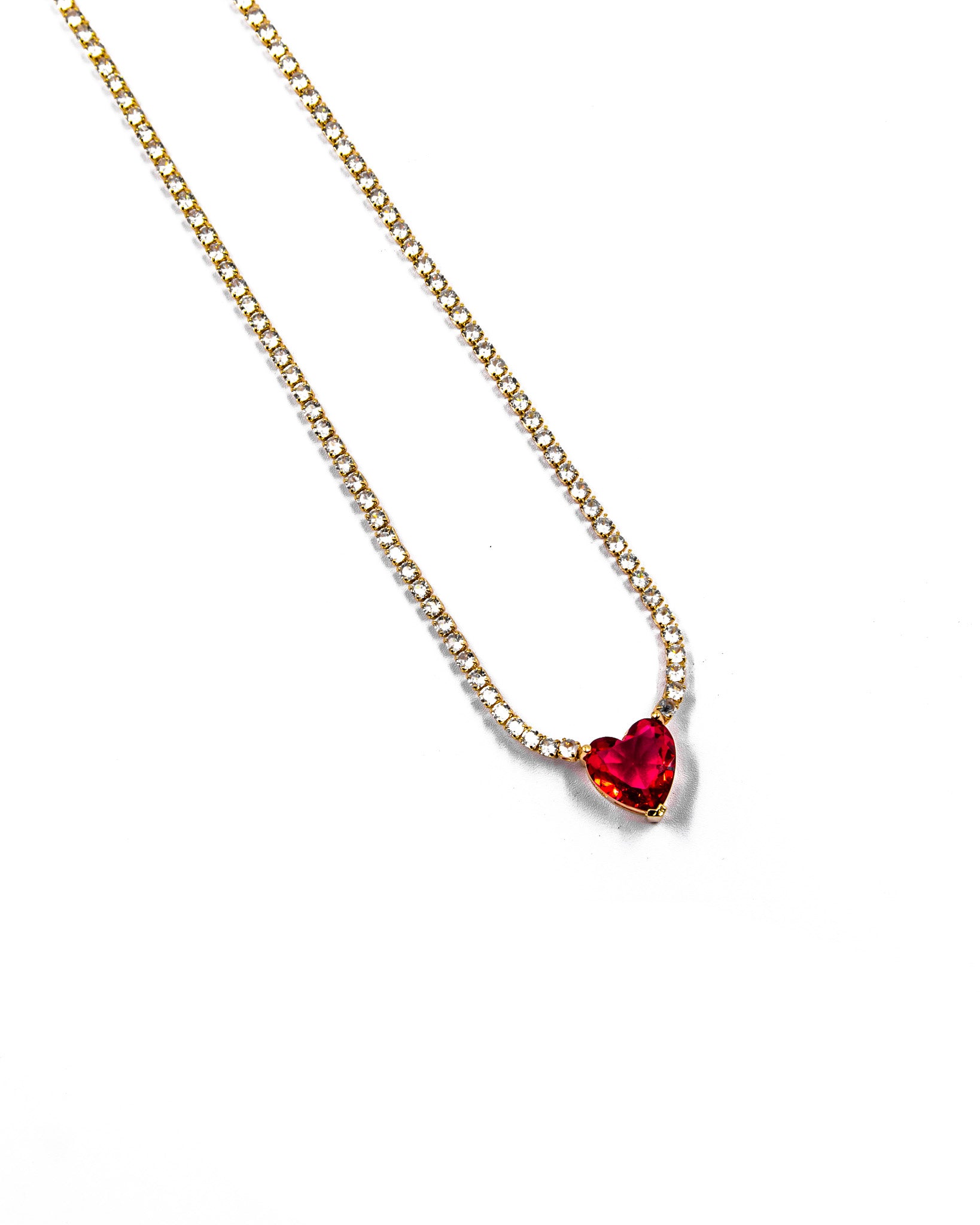 Collar con dije corazon de colores Oro Laminado