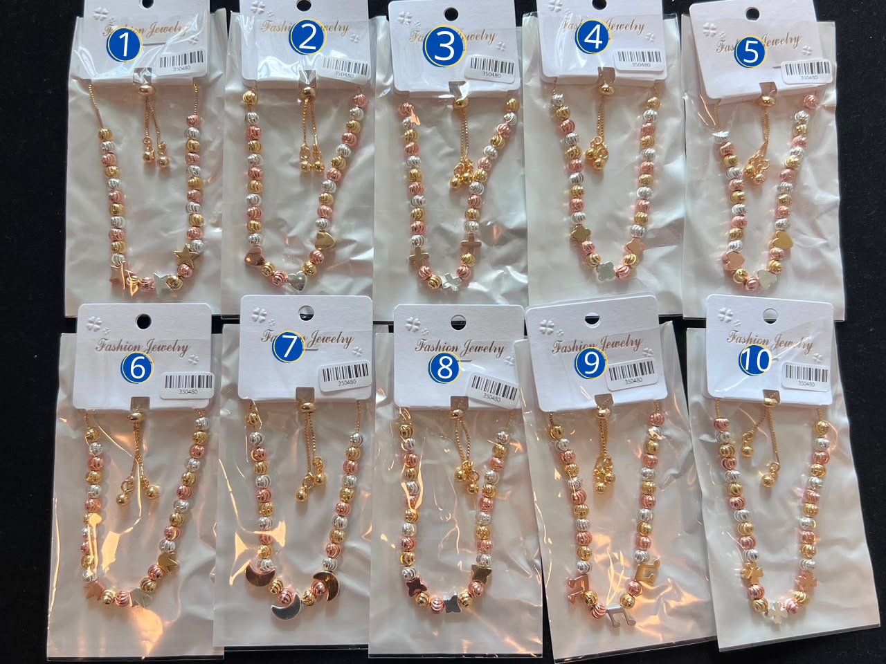 [13/AGOSTO/26] Pulseras de tres colores con dije M3 Oro Laminado