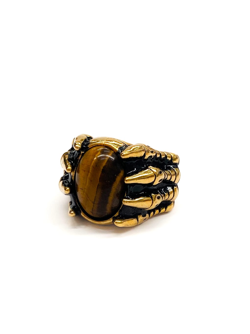 Anillo Piedra Redonda Dorado y Plateado M3 Acero Inoxidable