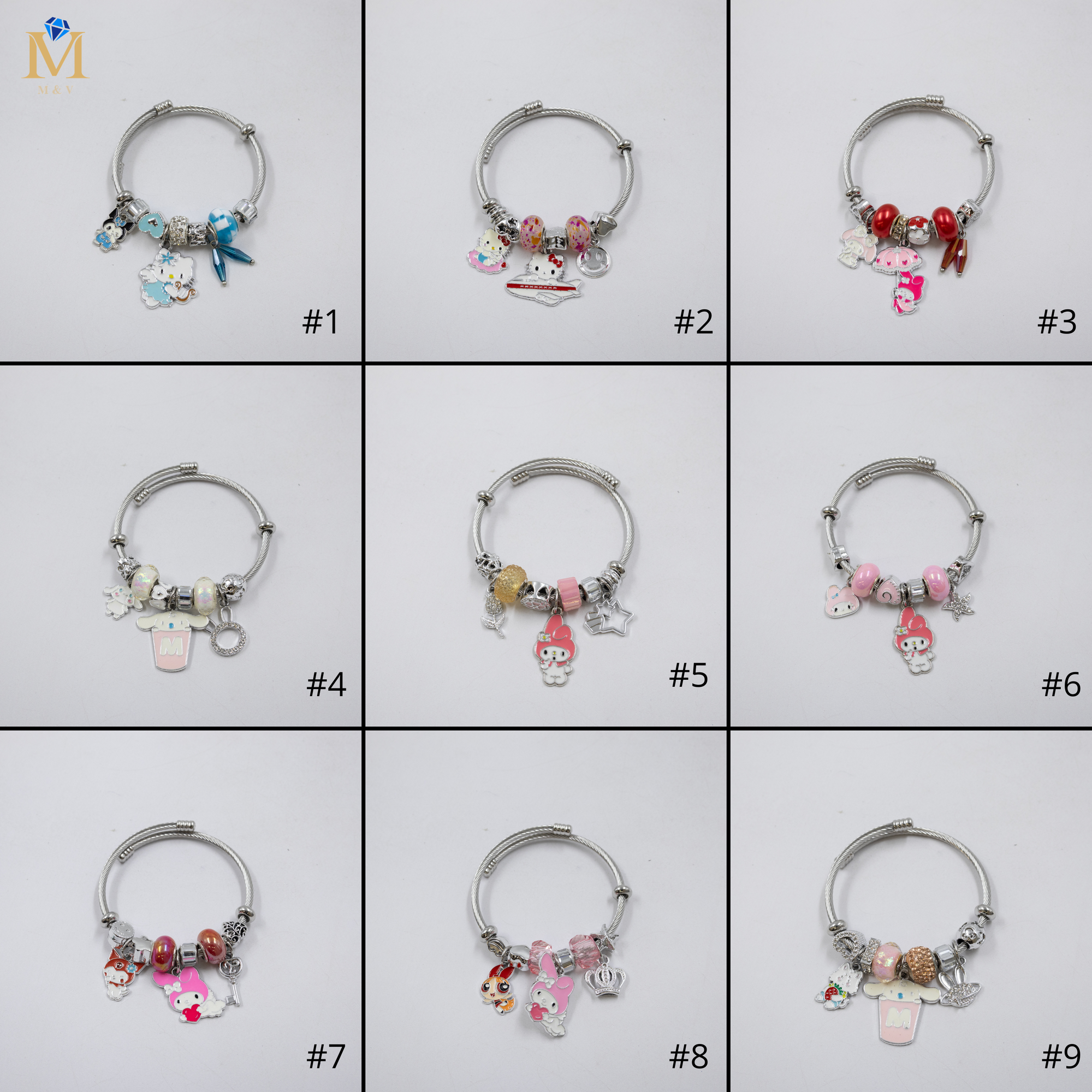 Pulsera tipo Pandora Plateados M4 Oro Laminado