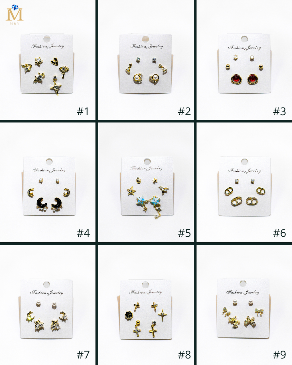Set Aretes X3 - M15 Oro Laminado