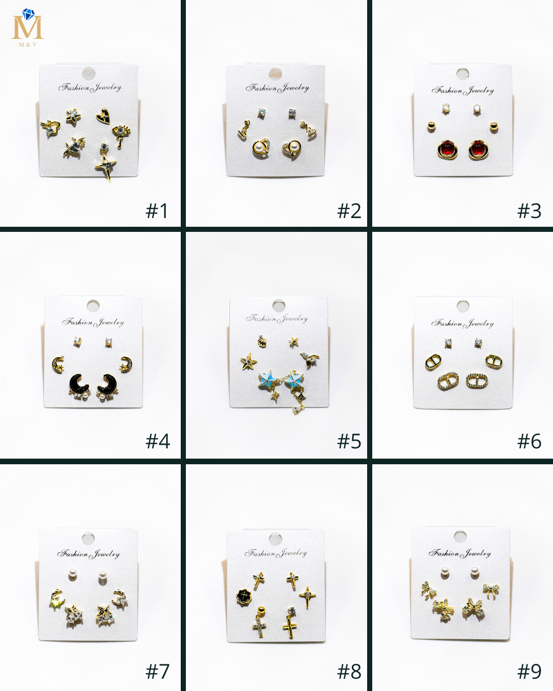 Set Aretes X3 - M15 Oro Laminado