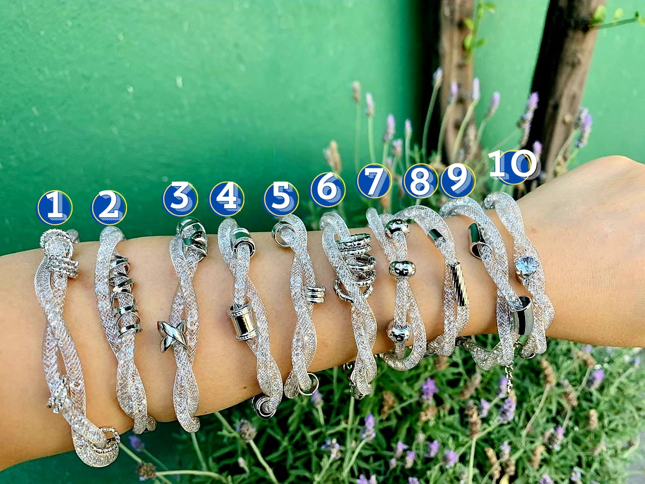 Pulsera Malla Plateada M16 Oro Laminado