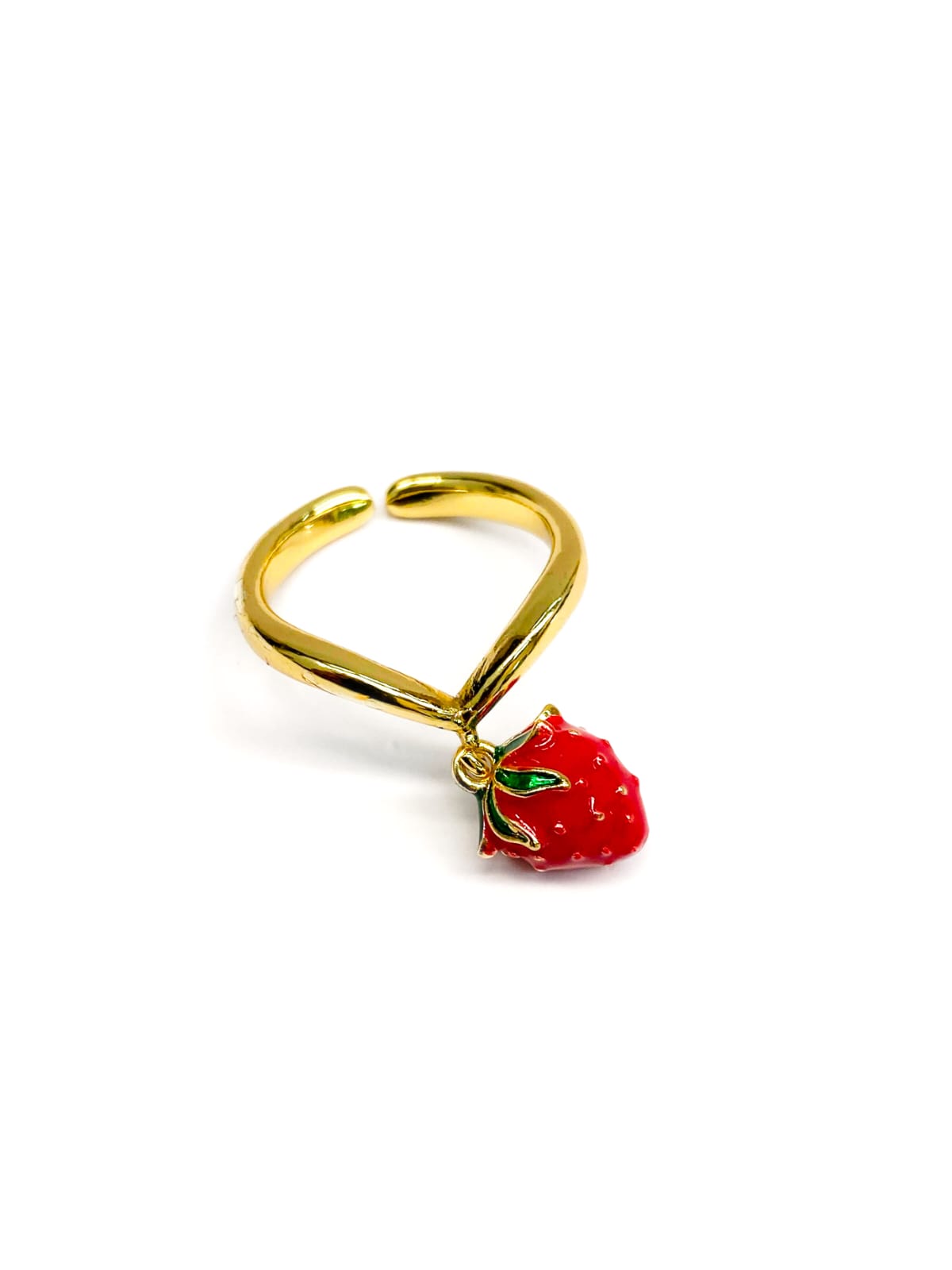 Anillo Fresas y Cerezas Ajustable M4 Oro Laminado