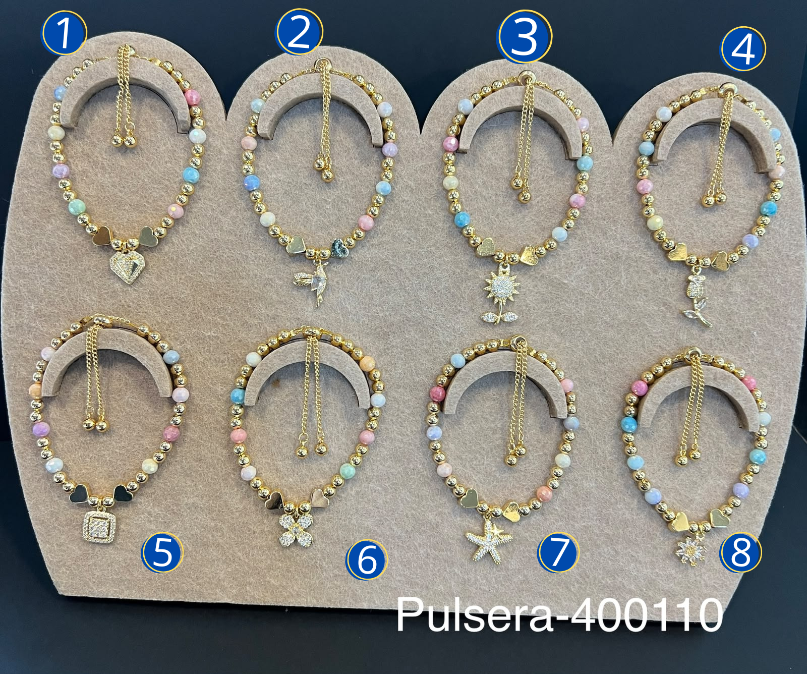 [13/AGOSTO/26] Pulseras Doradas con Dije Ajustable M4 Oro Laminado