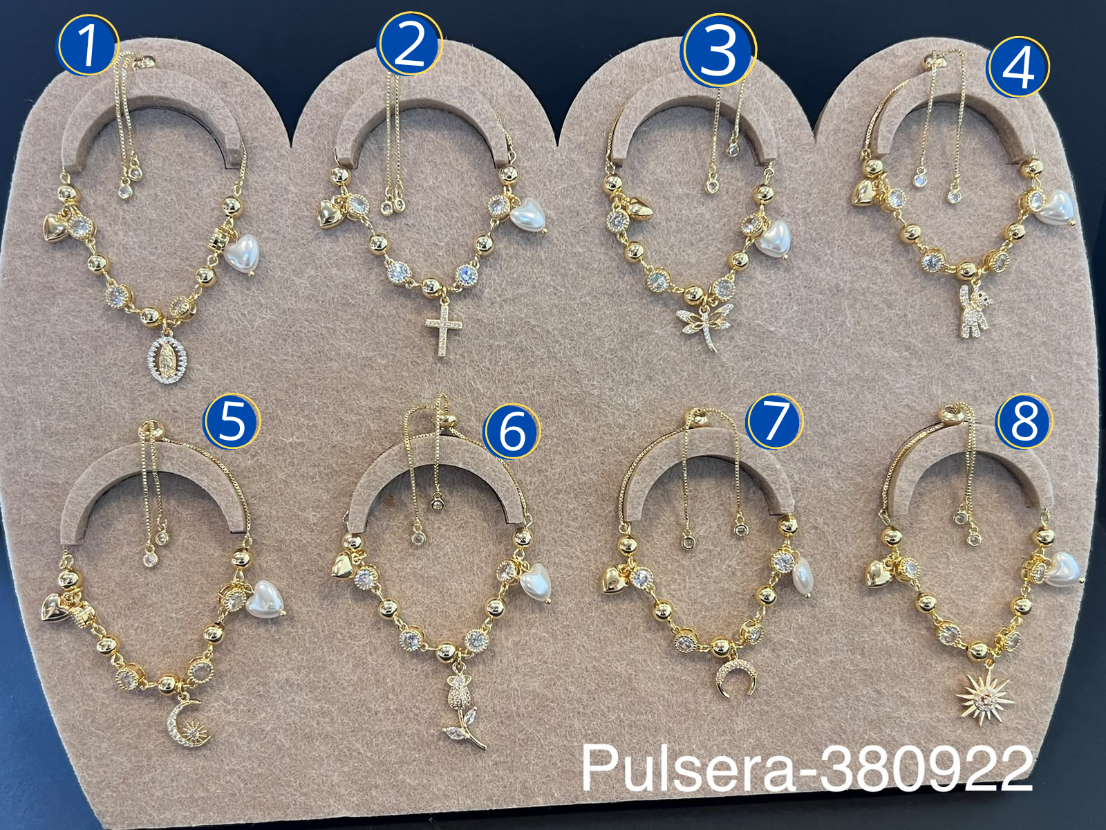 [13/AGOSTO/26] Pulseras Doradas con Dije Ajustable M9 Oro Laminado