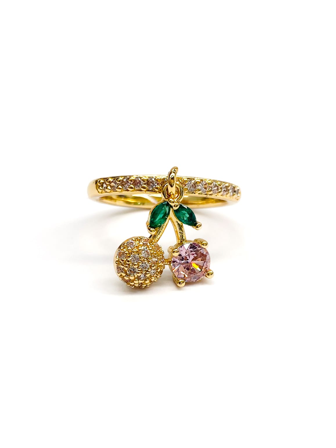 Anillo Cerezas Ajustable M2 Oro Laminado
