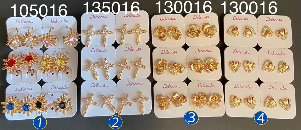 [26/SEPTIEMBRE/26] Paquete de 6 pares de Aretes MV M17 Oro Laminado