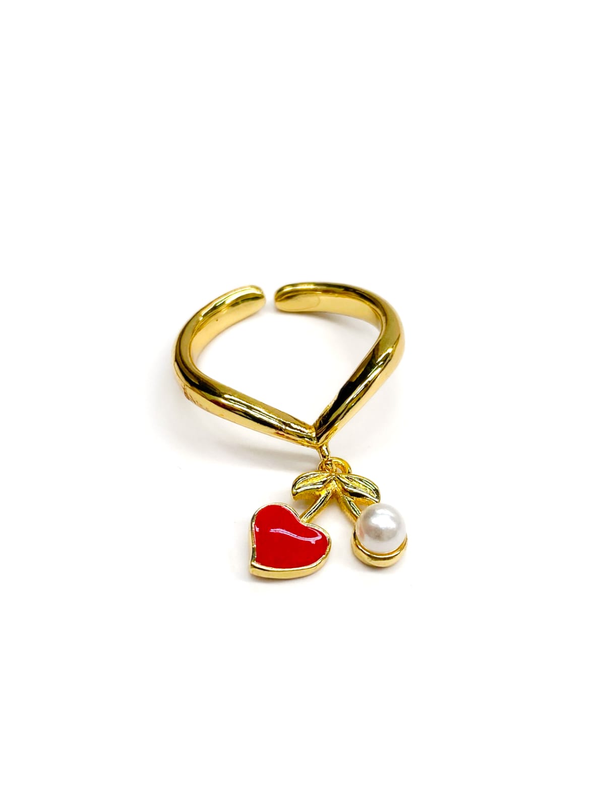 Anillo Fresas y Cerezas Ajustable M4 Oro Laminado
