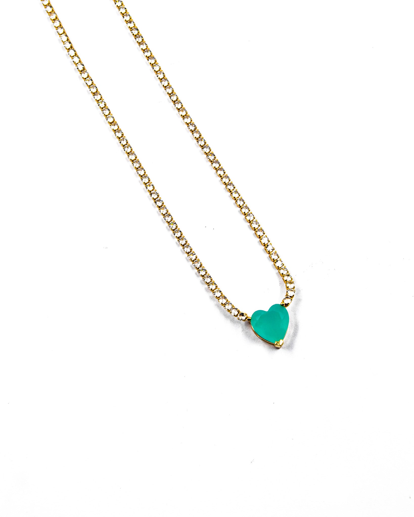 Collar con dije corazon de colores Oro Laminado