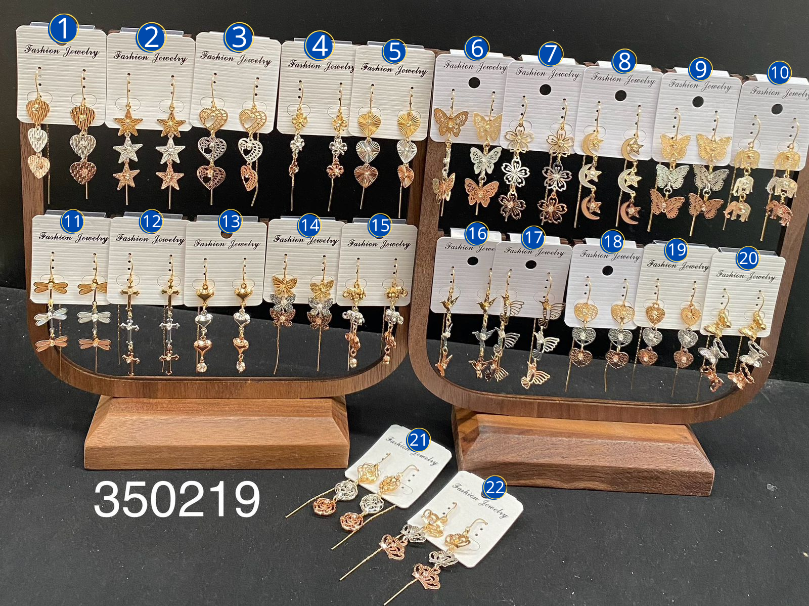 Aretes Largos de tres colores Oro Laminado