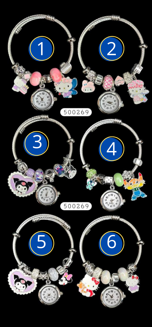 PULSERA TIPO PANDORA DE RELOJ M19 ACERO INOXIDABLE