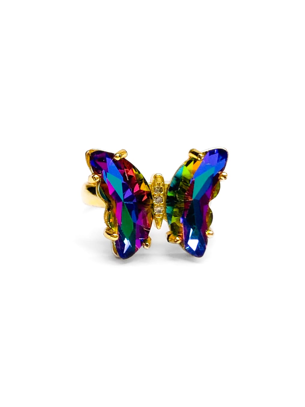 Anillo Mariposa Colores Ajustable M2 Oro Laminado