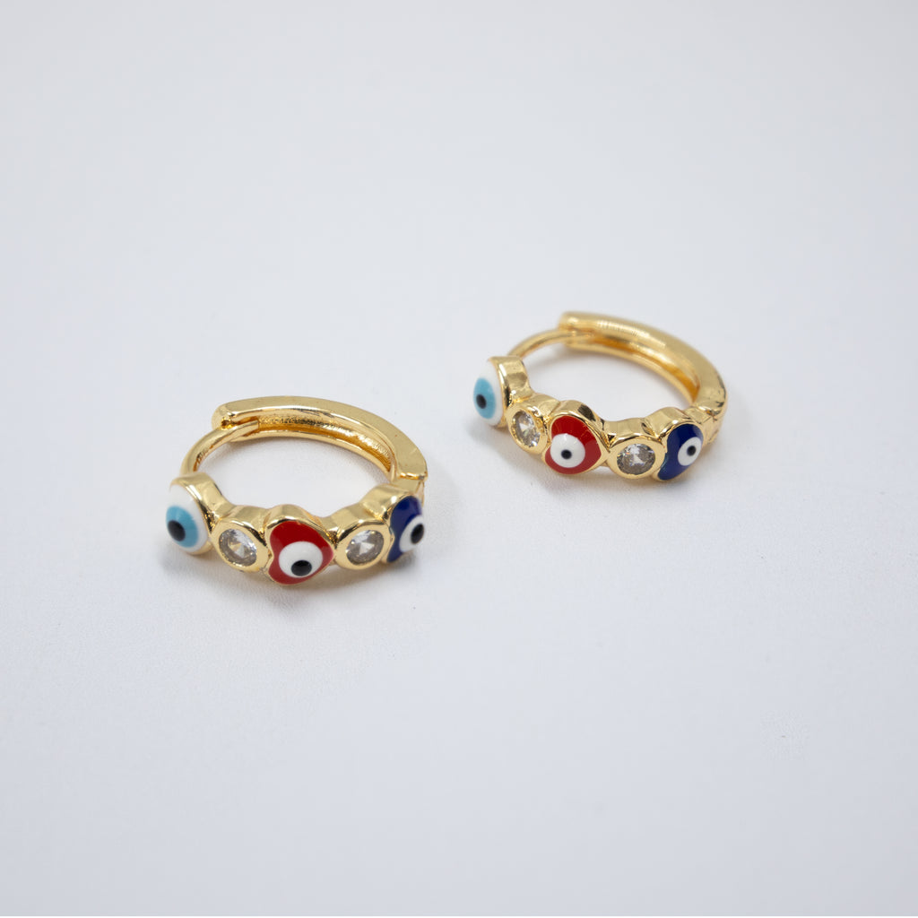 Arete Dorado de Ojo Turco con Piedras M2 Oro Laminado