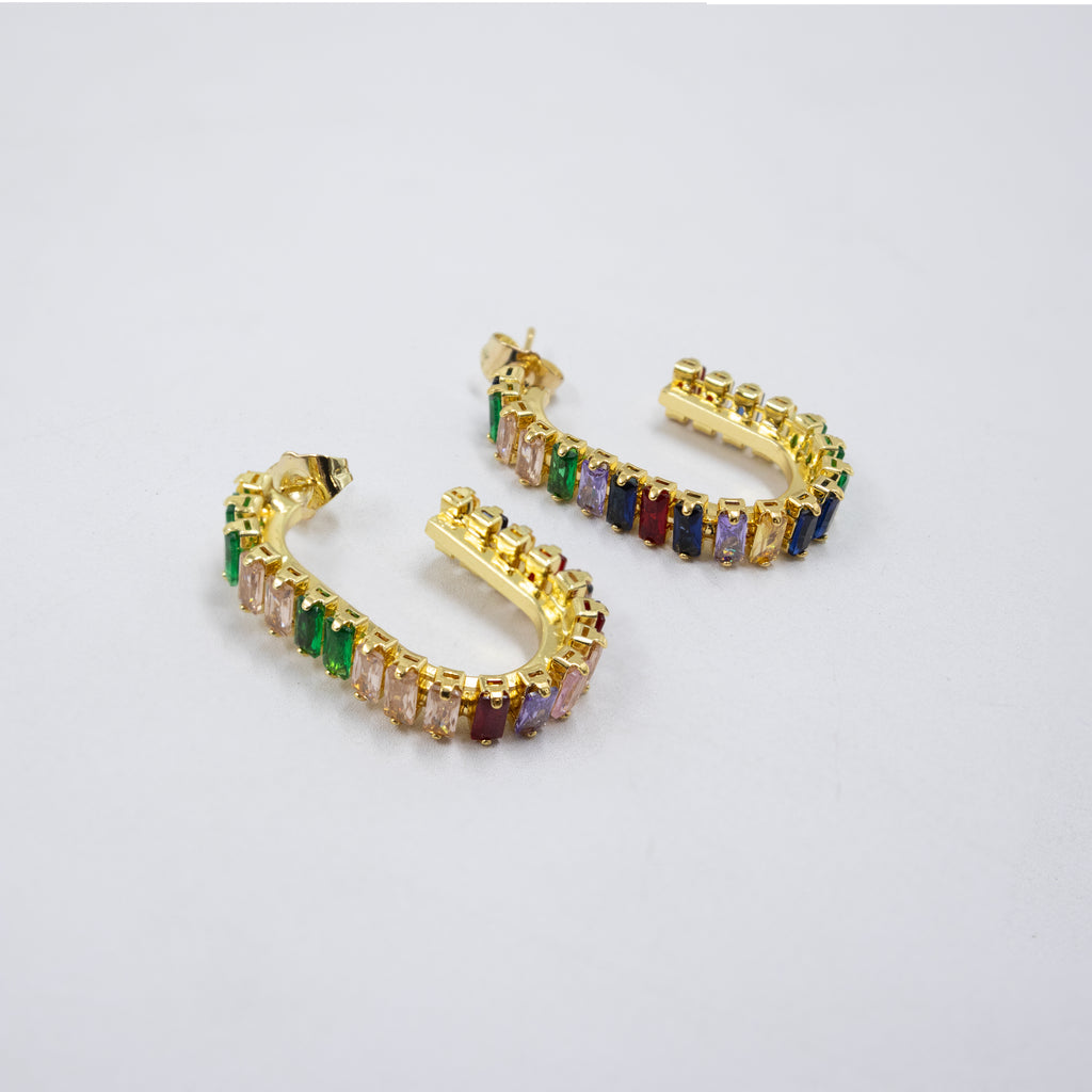 Aretes Dorados con piedras de color M10 Oro Laminado