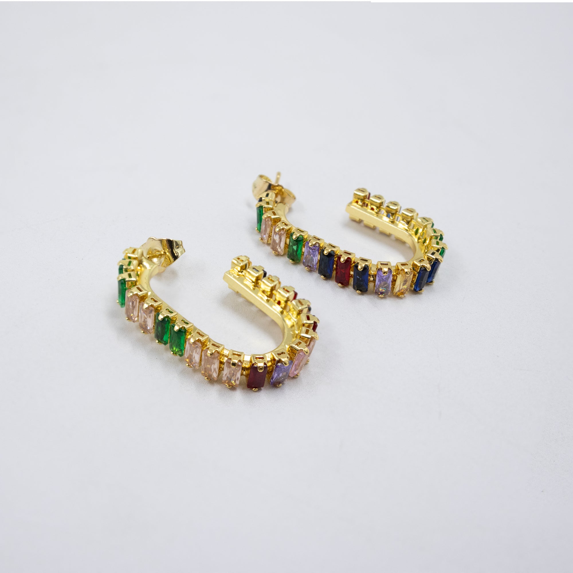 Aretes Dorados con piedras de color M10 Oro Laminado