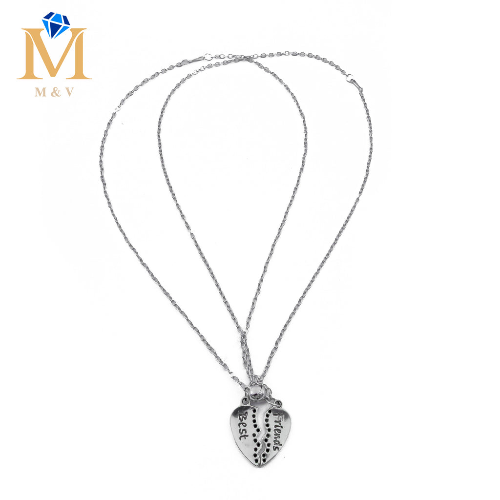 Collares de pareja Plateados con dijes de corazón e imán M1 Acero Inoxidable
